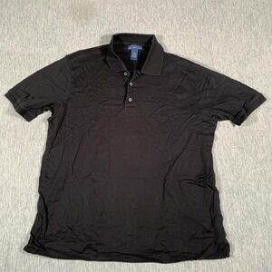 Joseph & Lyman Polo Shirt Mens XL‎ Black 100% Cotton Made in Hong Kong Casual